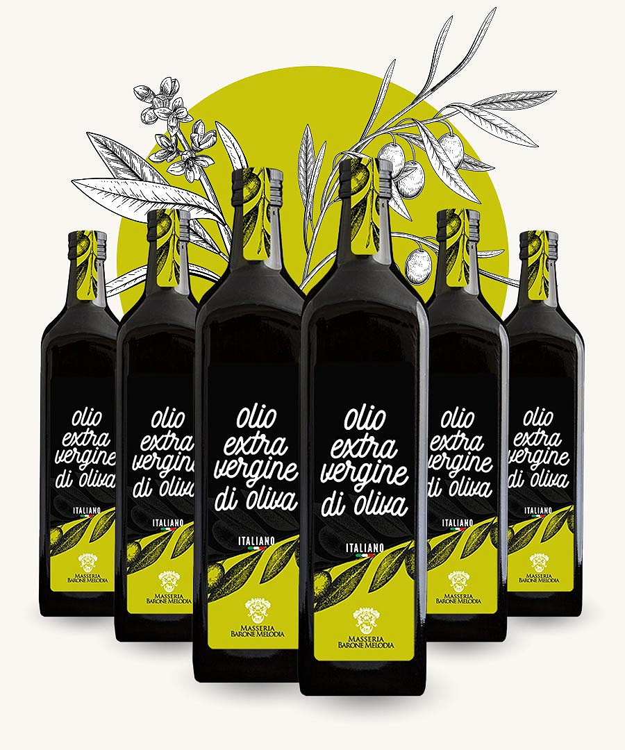 6 bottiglie di Olio Extravergine d'Oliva da 1L